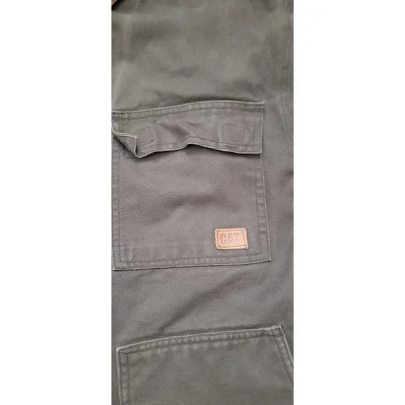 CAT Caterpillar Men's Distress Workwear Heavy Duty Brown Canvas Jacket Sz 2XL-T